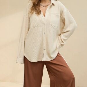 Aerie Waffle Button Up NWT (M)